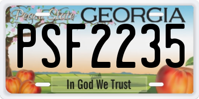 GA license plate PSF2235