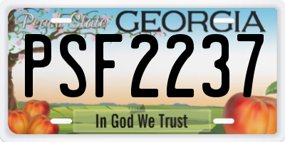 GA license plate PSF2237