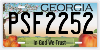 GA license plate PSF2252