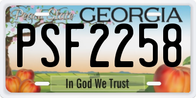 GA license plate PSF2258