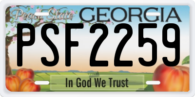 GA license plate PSF2259