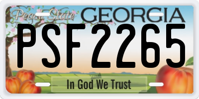 GA license plate PSF2265