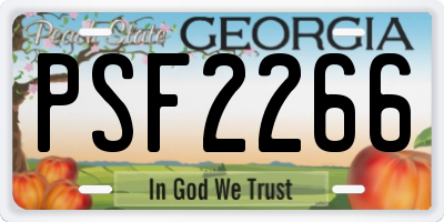GA license plate PSF2266