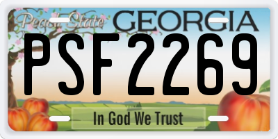 GA license plate PSF2269