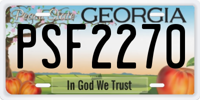 GA license plate PSF2270