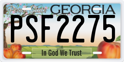 GA license plate PSF2275