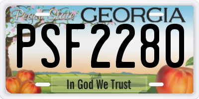 GA license plate PSF2280