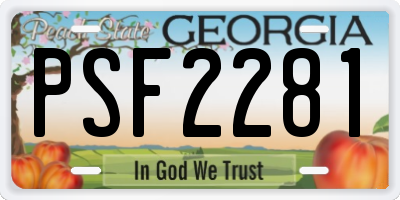 GA license plate PSF2281