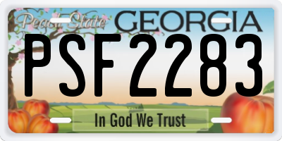 GA license plate PSF2283