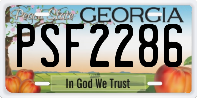 GA license plate PSF2286