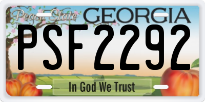 GA license plate PSF2292