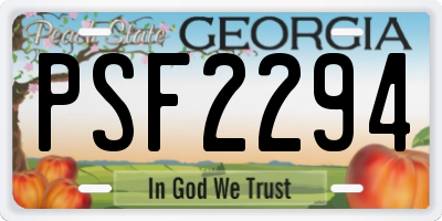 GA license plate PSF2294