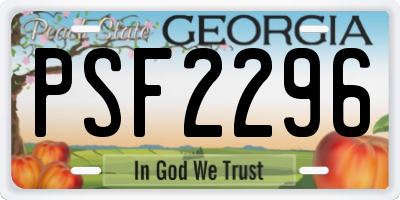 GA license plate PSF2296