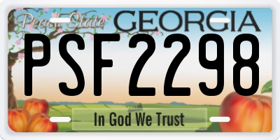 GA license plate PSF2298