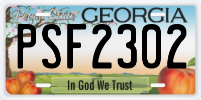 GA license plate PSF2302