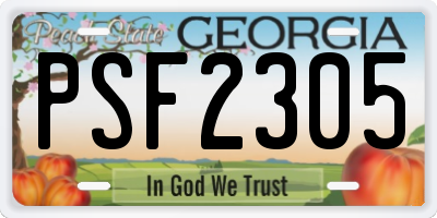 GA license plate PSF2305