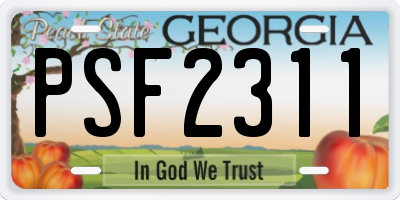 GA license plate PSF2311