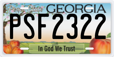 GA license plate PSF2322