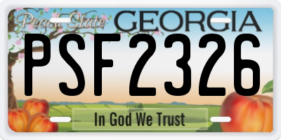 GA license plate PSF2326
