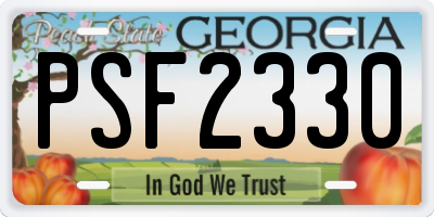 GA license plate PSF2330
