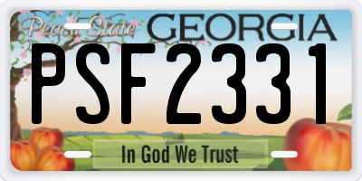 GA license plate PSF2331