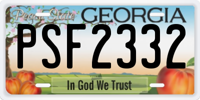 GA license plate PSF2332