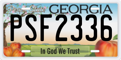 GA license plate PSF2336