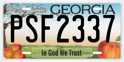 GA license plate PSF2337