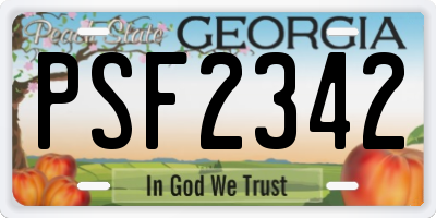 GA license plate PSF2342