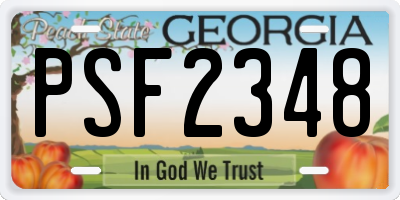 GA license plate PSF2348