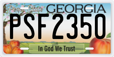 GA license plate PSF2350