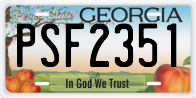 GA license plate PSF2351