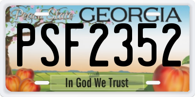 GA license plate PSF2352