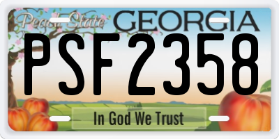 GA license plate PSF2358