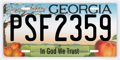 GA license plate PSF2359