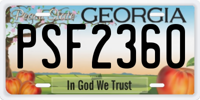 GA license plate PSF2360
