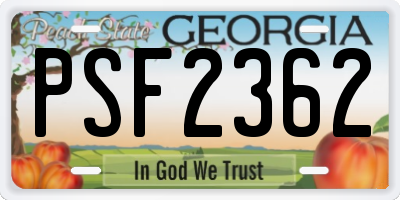 GA license plate PSF2362