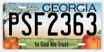GA license plate PSF2363