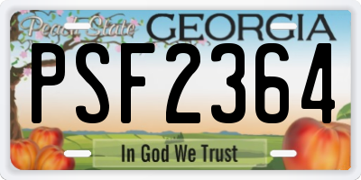 GA license plate PSF2364