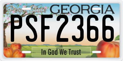 GA license plate PSF2366