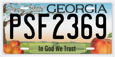 GA license plate PSF2369