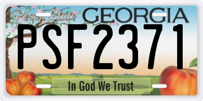 GA license plate PSF2371