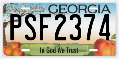 GA license plate PSF2374