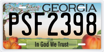 GA license plate PSF2398