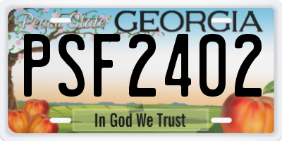 GA license plate PSF2402