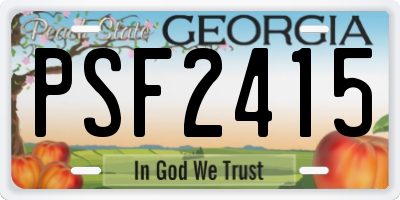 GA license plate PSF2415