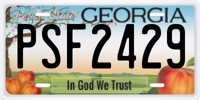 GA license plate PSF2429