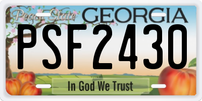 GA license plate PSF2430