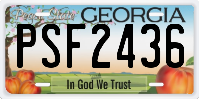 GA license plate PSF2436