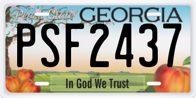 GA license plate PSF2437